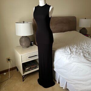 NWT Naked Wardrobe Chic Rib Tank Maxi Dress in Black Size Medium